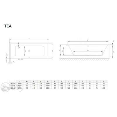 Ванна акрилова Radaway Tea 180х80 в комплекті з ніжками WA1-51-180x080 Ванна акрилова Radaway Tea 180х80 в комплекті з ніжками WA1-51-180x080