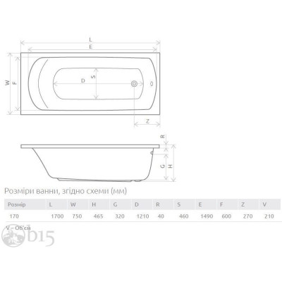 Ванна акрилова Radaway Kea 170x75 в комплекті з ніжками WA1-04-170x075U Ванна акрилова Radaway Kea 170x75 в комплекті з ніжками WA1-04-170x075U