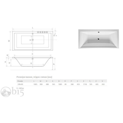 Ванна акрилова Radaway Itea 190х90в комплекті з ніжками WA1-28-190х090 Ванна акрилова Radaway Itea 190х90в комплекті з ніжками WA1-28-190х090