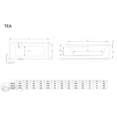 Ванна акрилова Radaway Tea 160х75 в комплекті з ніжками та сифоном WA1-51-160x075S Ванна акрилова Radaway Tea 160х75 в комплекті з ніжками та сифоном WA1-51-160x075S
