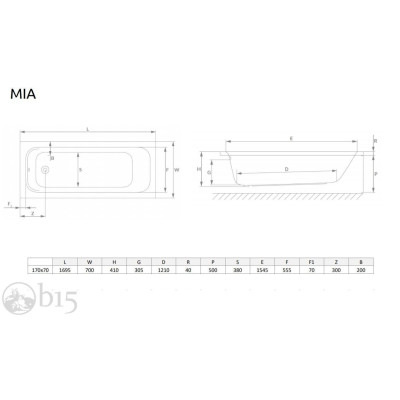 Ванна акрилова Radaway Mia Eco 170х70 в комплекті з ніжками WA1-55-170x070