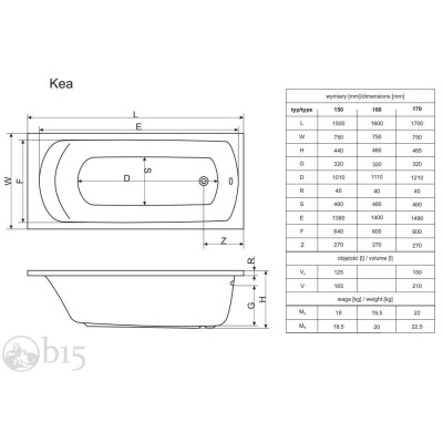 Ванна акрилова Radaway Kea 150x75 в комплекті з ніжками та сифоном WA1-04-150x075US Ванна акрилова Radaway Kea 150x75 в комплекті з ніжками та сифоном WA1-04-150x075US