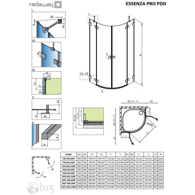 Душова кабіна RADAWAY Essenza Pro PDD 100Lx100Rx200 10095100-01-01L+10095100-01-01R Душова кабіна RADAWAY Essenza Pro PDD 100Lx100Rx200 10095100-01-01L+10095100-01-01R