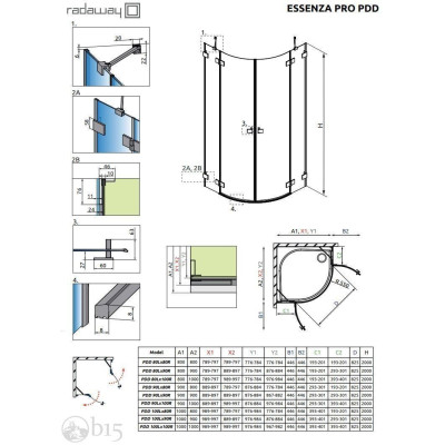 Душова кабіна RADAWAY Essenza Pro Black PDD 90Lx90Rx200 10095090-54-01L+10095090-54-01R Душова кабіна RADAWAY Essenza Pro Black PDD 90Lx90Rx200 10095090-54-01L+10095090-54-01R