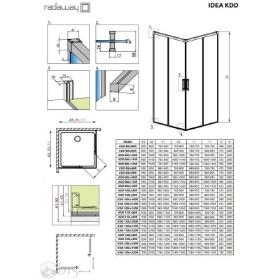 Душевая кабина RADAWAY Idea Gold KDD 100Lx100R 387062-09-01L+387062-09-01R Душевая кабина RADAWAY Idea Gold KDD 100Lx100R 387062-09-01L+387062-09-01R