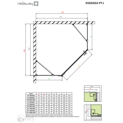 Душевая кабина RADAWAY Essenza Black PTJ 100x100x200 1385010-54-01R+1385051-01-01 Душевая кабина RADAWAY Essenza Black PTJ 100x100x200 1385010-54-01R+1385051-01-01