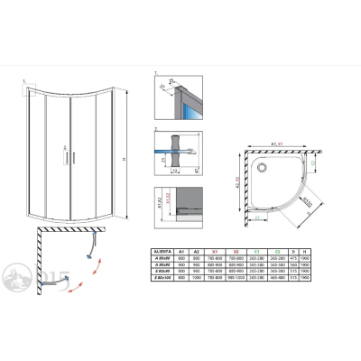 Душевая кабина 90x90 RADAWAY Alienta Black A стекло прозрачное 10229090-54-01