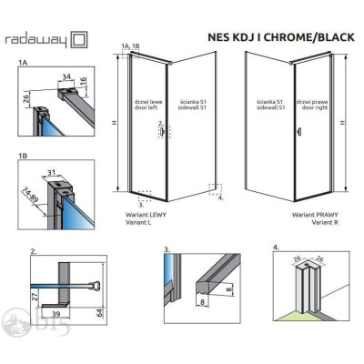 Душова кабіна RADAWAY Nes Black KDJ I 90x90x200 10022090-54-01R+10039090-01-01 Душова кабіна RADAWAY Nes Black KDJ I 90x90x200 10022090-54-01R+10039090-01-01