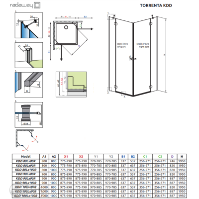 Душова кабіна RADAWAY Torrenta KDD 100x100x195 132272-01-01 Душова кабіна RADAWAY Torrenta KDD 100x100x195 132272-01-01