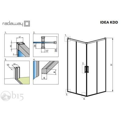 Душова кабіна RADAWAY Idea KDD 80Lx110R 387061-01-01L+387063-01-01R