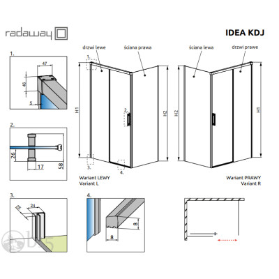 Душевая кабина RADAWAY Idea KDJ 130Rx100L 387043-01-01R+387052-01-01L