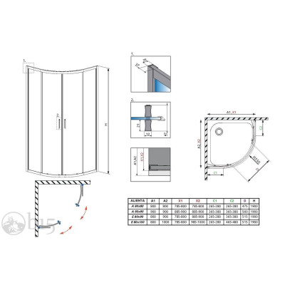 Душевая кабина 90x90 RADAWAY Alienta A стекло прозрачное 10229090-01-01