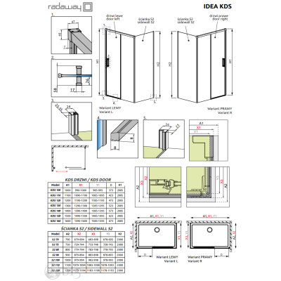Душевая кабина RADAWAY Idea KDS 120Rx100L 10115120-01-01R+10117100-01-01