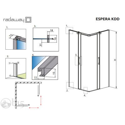 Душевая кабина RADAWAY Espera KDD 80Lx120R 380150-01L+380153-01R Душевая кабина RADAWAY Espera KDD 80Lx120R 380150-01L+380153-01R