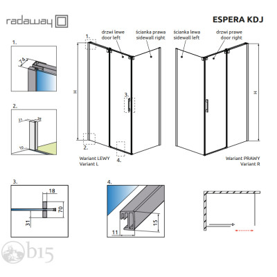 Душевая кабина RADAWAY Espera KDJ 120Rx90L 380595-01R+380232-01R+380149-01L