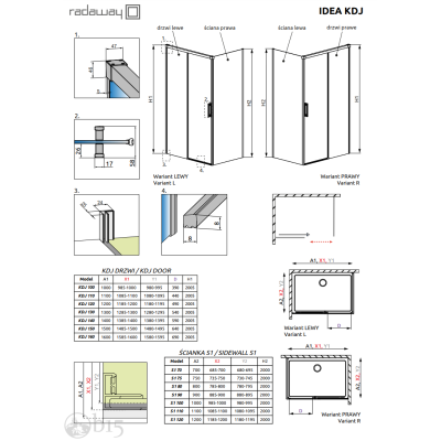 Душова кабіна RADAWAY Idea White KDJ 100Lx90R 387040-04-01L+387050-04-01R Душова кабіна RADAWAY Idea White KDJ 100Lx90R 387040-04-01L+387050-04-01R