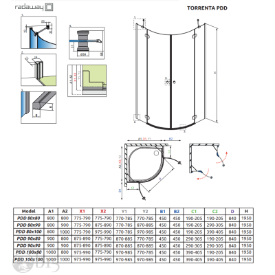 Душова кабіна RADAWAY Torrenta PDD 90x90x195 131600-01-01 Душова кабіна RADAWAY Torrenta PDD 90x90x195 131600-01-01