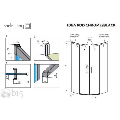 Душевая кабина RADAWAY Idea Black PDD 100x100x200 стекло прозрачное черный профиль 387139-01-01 + 387142-54-01 Душевая кабина RADAWAY Idea Black PDD 100x100x200 стекло прозрачное черный профиль 387139-01-01 + 387142-54-01