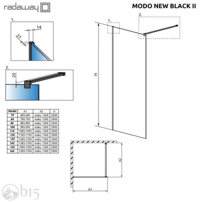 Душевая перегородка RADAWAY Modo New Black II 100 см. профиль черный 389104-54-01 Душевая перегородка RADAWAY Modo New Black II 100 см. профиль черный 389104-54-01