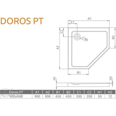 Душовий піддон RADAWAY Doros PT 90x90 SDRPT9090-01 Душовий піддон RADAWAY Doros PT 90x90 SDRPT9090-01