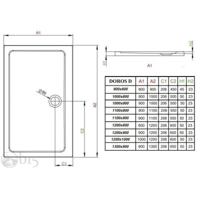 Душовий піддон RADAWAY Doros Plus D 90x80 SDRPD9080-01 Душовий піддон RADAWAY Doros Plus D 90x80 SDRPD9080-01