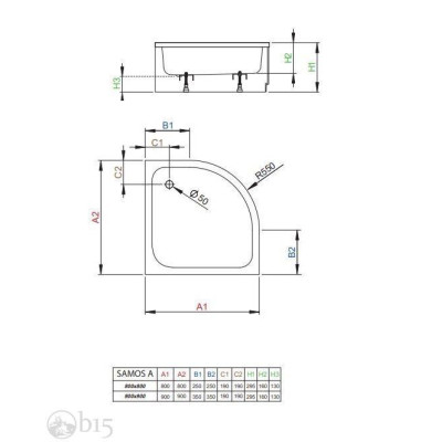 Душовий піддон RADAWAY Samos A 90 90x90 4S99300-03 Душовий піддон RADAWAY Samos A 90 90x90 4S99300-03