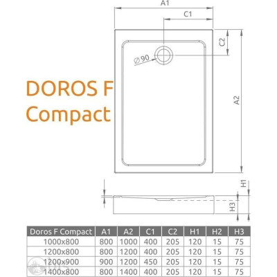 Душовий піддон RADAWAY Doros F Compact 100x80 SDRFP1080-05 Душовий піддон RADAWAY Doros F Compact 100x80 SDRFP1080-05