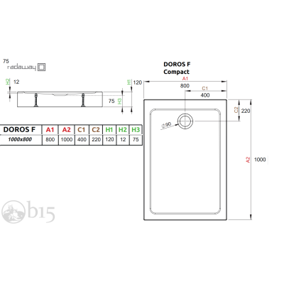 Душовий піддон RADAWAY Doros F Compact 100x80 SDRFP1080-05 Душовий піддон RADAWAY Doros F Compact 100x80 SDRFP1080-05