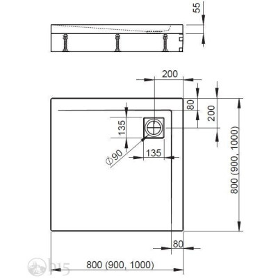 Душовий піддон RADAWAY Argos C 100x100 на ніжках 4ACN1010-02 Душовий піддон RADAWAY Argos C 100x100 на ніжках 4ACN1010-02