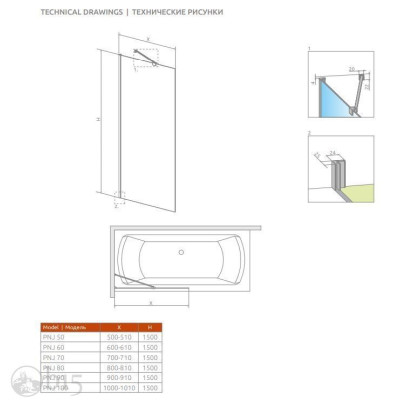 Стеклянная шторка для ванны RADAWAY Idea Black PNJ 50 см стекло прозрачное 10001050-54-01 Стеклянная шторка для ванны RADAWAY Idea Black PNJ 50 см стекло прозрачное 10001050-54-01
