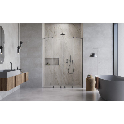 Душевая дверь RADAWAY Furo Brushed GunMetal DWD 150 см стекло прозрачное 10108413-92-01+10111367-01-01