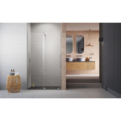 Душевая дверь RADAWAY Furo Brushed Nickel DWJ 140 см левая стекло прозрачное 10107722-91-01L+10110680-01-01