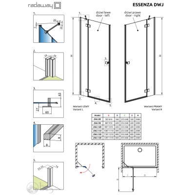 Душові двері RADAWAY Essenza DWJ 120 см 1385016-01-01R