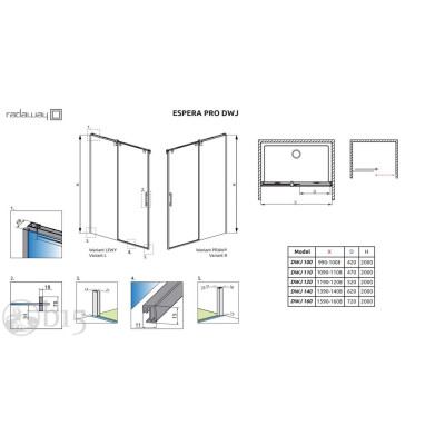 Душові двері RADAWAY Espera Pro DWJ з доводчиком 120 см 10090120-01-01L+10091120-01-01L Душові двері RADAWAY Espera Pro DWJ з доводчиком 120 см 10090120-01-01L+10091120-01-01L