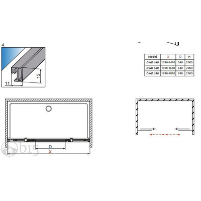 Душові двері RADAWAY Espera DWD 140 см 380240-01+380224-01 Душові двері RADAWAY Espera DWD 140 см 380240-01+380224-01
