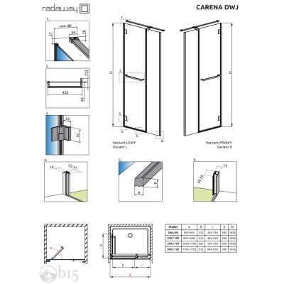 Душові двері RADAWAY Carena DWJ 90 см 134302-01-01NR Душові двері RADAWAY Carena DWJ 90 см 134302-01-01NR