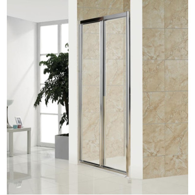 Дверь bifold 80*195см, профиль хром, стекло прозрачное