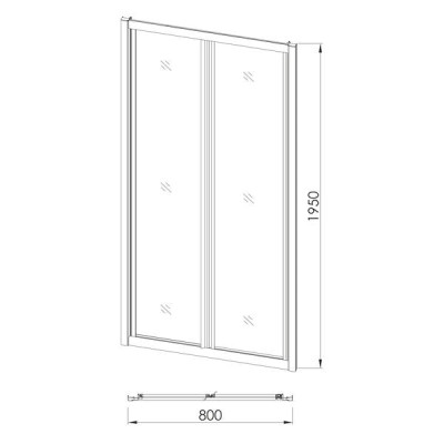 Дверь bifold 80*195см, профиль хром, стекло прозрачное