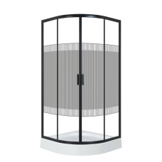 TISZA BS душевая кабина 90*90*200см, с поддоном 15см (599-0909R), профиль черный, стекло "Spagetti"