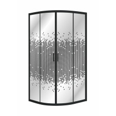 TISZA BN душова кабіна 90*90*200см, на дрібному піддоні (артикул 599-0909R), профіль чорний, скло "Negy"