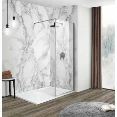 IMPRESE душевая стенка WALK-IN с профилем и держателем, хром, стекло прозрачное, 110*200см.