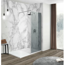 IMPRESE душевая стенка WALK-IN с профилем и держателем, хром, стекло тонированное, 100*200см.