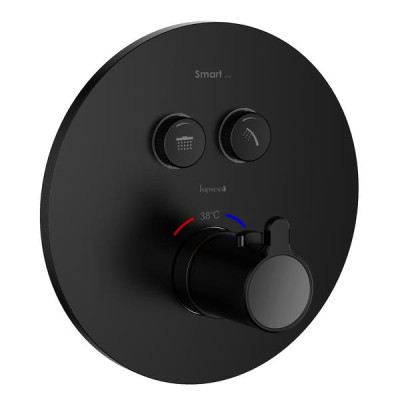 SMART CLICK смеситель скрытого монтажа (термостат 2-F, R, кнопки с регулировкой потока), черный матовый