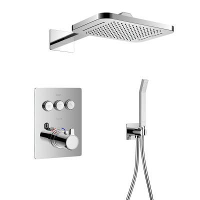 SMART CLICK система душевая скрытого монтажа, термостат 3 функции, форма Q (ZMK101901101(NO:1-2)+ZMK101901101(NO:2-2)+ZMK101901235+ZMK101901221), хр