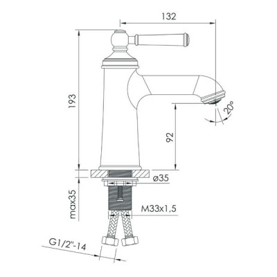 HYDRANT смеситель для раковины, 35 мм HYDRANT смеситель для раковины, 35 мм
