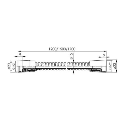 Шланг для душу, SS, 1500 мм, чорний матовий. Шланг для душу, SS, 1500 мм, чорний матовий.