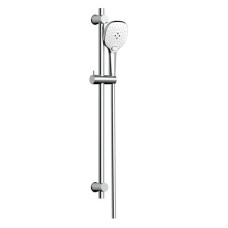CASCADA B70 гарнитур душевой, лейка 120*247 мм, 3 режима, крышка blanco, штанга 80см, шланг 1500 мм PVC, cromo