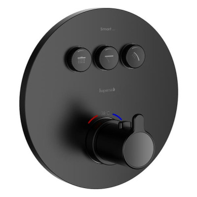 SMART CLICK смеситель скрытого монтажа (термостат 3-F, R, кнопки с регулировкой потока), черный матовый