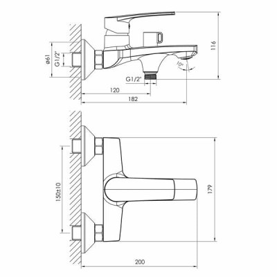 KAMPA змішувач для ванни, хром KAMPA змішувач для ванни, хром