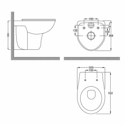 FLIP Rimless унітаз 53*36*36,5см підвісний, сидіння поліпропілен slow-closing